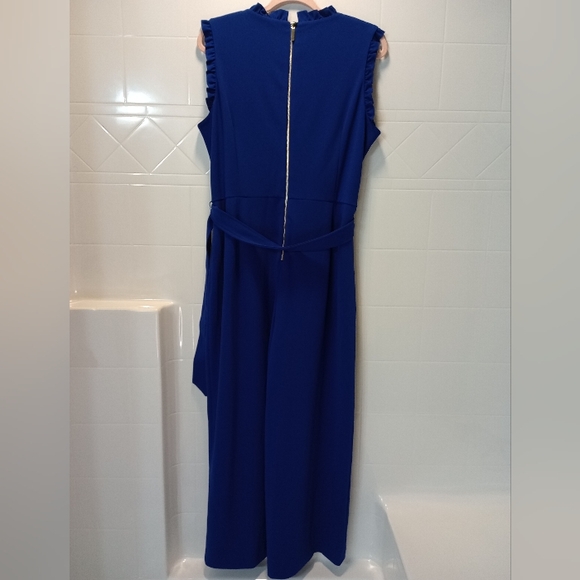 Women's Andrew Marc Ruffle Jumpsuit Blue Size 16 - Picture 7 of 11